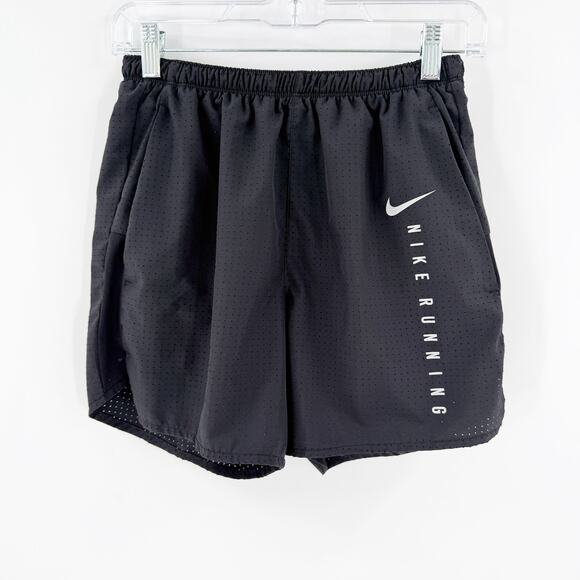 Nike Running Black Logo Activewear Shorts with Built In Underwear Women's Small - Picture 1 of 15